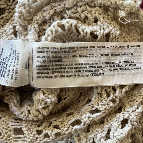 Vintage Y2K Hollister Beachy Boho Cream Crochet Chunky Knit Sweater Hoodie S - Picture 7 of 8